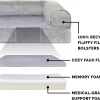 FurHaven Faux Fur Memory Top Bolster Dog Bed w/Removable Cover - Smoke Gray, Jumbo (X-Large)