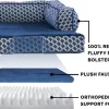 FurHaven Comfy Couch Orthopedic Bolster Dog Bed w/Removable Cover - Diamond Blue, Jumbo