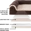FurHaven Two-Tone Deluxe Chaise Memory Top Cat & Dog Bed w/Removable Cover - Espresso, Jumbo
