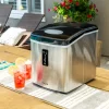 NewAir AI-100SS Portable Ice Maker 28 lb. Daily - Countertop Compact Design, 3 Size Bullet Shaped Ice, Stainless with Black Lid