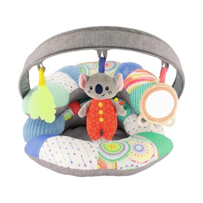 Infantino 3-in-1 Tummy Time, Sit Support & Mini Gym - Removable Toy Arch - Musical Koala Pal, Soothing Leaf Teether & Peek-and-See Mirror - for Babies, 0M+