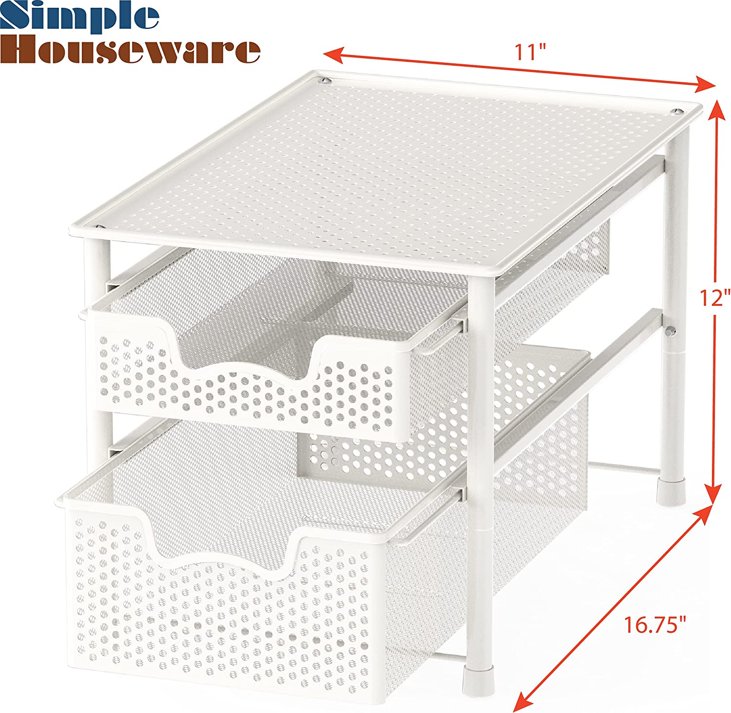 Simple Houseware 2-Tier (L+L) Organizer Pull Out Under Cabinet Sliding  Shelf, Chrome