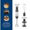 GE Immersion Blender | Handheld Blender for Shakes, Smoothies, Baby Food & More | Includes Whisk & Blending Jar | 2-Speed | Interchangeable Attachment for Easy Clean | 500 Watts | Stainless Steel