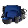 Gibson Home Soho Lounge 16-Piece Reactive Glaze Dinnerware Set, Sapphire