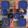 Gibson Home Soho Lounge 16-Piece Reactive Glaze Dinnerware Set, Sapphire