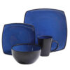 Gibson Home Soho Lounge 16-Piece Reactive Glaze Dinnerware Set, Sapphire