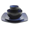 Gibson Home Soho Lounge 16-Piece Reactive Glaze Dinnerware Set, Sapphire