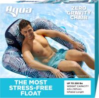 AQUA Zero Gravity Pool Chair Lounge, Inflatable Pool Chair, Adult Pool Float, Heavy Duty, Blue Fern