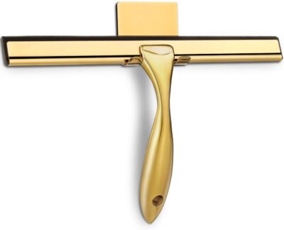 All-Purpose Shower Squeegee for Shower Doors, Bathroom, Window and Car Glass - Brass, Stainless Steel, 10 Inches