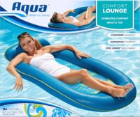 Aqua Comfort Pool Float Lounge – Inflatable Pool Floats for Adults with Headrest and Footrest – Bubble Waves