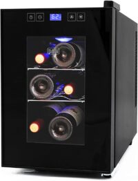 BLACK+DECKER 9.7-in W 6-Bottle Capacity Black Freestanding Wine Cooler