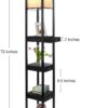 Brightech 72-in Classic Black Shelf Floor Lamp - Modern Shelf Floor Lamp with Drawer - Corner Display Floor Lamps with Shelves for Living Room, Bedroom and Office - Black