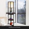 Brightech 72-in Classic Black Shelf Floor Lamp - Modern Shelf Floor Lamp with Drawer - Corner Display Floor Lamps with Shelves for Living Room, Bedroom and Office - Black