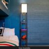 Brightech 72-in Classic Black Shelf Floor Lamp - Modern Shelf Floor Lamp with Drawer - Corner Display Floor Lamps with Shelves for Living Room, Bedroom and Office - Black
