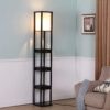 Brightech 72-in Classic Black Shelf Floor Lamp - Modern Shelf Floor Lamp with Drawer - Corner Display Floor Lamps with Shelves for Living Room, Bedroom and Office - Black