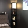 Brightech 72-in Classic Black Shelf Floor Lamp - Modern Shelf Floor Lamp with Drawer - Corner Display Floor Lamps with Shelves for Living Room, Bedroom and Office - Black