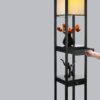 Brightech 72-in Classic Black Shelf Floor Lamp - Modern Shelf Floor Lamp with Drawer - Corner Display Floor Lamps with Shelves for Living Room, Bedroom and Office - Black