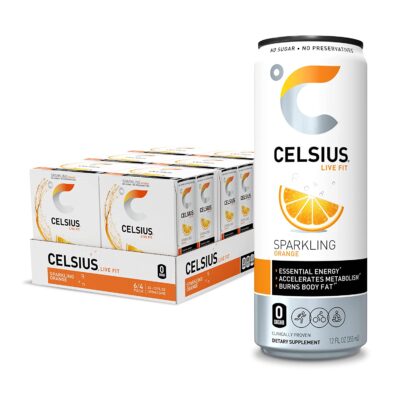 CELSIUS Essential Energy Drink 12 Fl Oz, Sparkling Orange (Pack of 24)