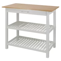 Casual Home  White Wood Base with Wood Top Kitchen Island (20-in x 40-in x 36.5-in)