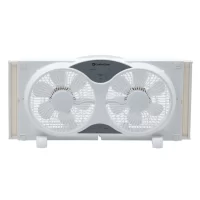 Comfort Zone  9 in. 3-Speed Expandable Reversible Twin Window Fan with Remote Control and Removable Cover and Bug Screen