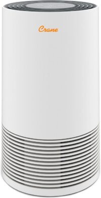 Crane True HEPA Tower Air Purifier, Germicidal UV Light, 300 Sq Feet Coverage, Timer Function, Sleep Mode, Washable Particle Filter