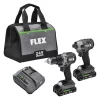 FLEX FXM201-2A 2-Tool 24-Volt Brushless Power Tool Combo Kit with Soft Case (2-Batteries Included and Charger Included)