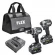 FLEX FXM202-2G STACKED LITHIUM 2-Tool 24-volt Brushless Power Tool Combo Kit with Soft Case (2-Batteries Included and Charger Included)