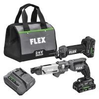 FLEX FXM203-2A 2-Tool 24-Volt Brushless Power Tool Combo Kit with Soft Case (2-Batteries Included and Charger Included)