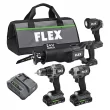 FLEX FXM401-2A 4-Tool 24-Volt Brushless Power Tool Combo Kit with Soft Case (2-Batteries Included and Charger Included)