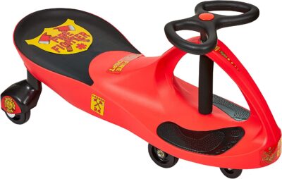 Firetruck Wiggle Car Ride On Toy – No Batteries, Gears or Pedals – Twist, Swivel, Go – Outdoor Ride Ons for Kids 3 Years and Up by Lil’ Rider (Red)