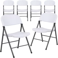 Flash Furniture  6-Pack Granite White Standard Folding Chair with Solid Seat (Indoor)