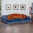 FurHaven Comfy Couch Orthopedic Bolster Dog Bed w/Removable Cover (Diamond Blue)