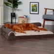 FurHaven Two-Tone Deluxe Chaise Memory Top Cat & Dog Bed w/Removable Cover - Espresso, Jumb