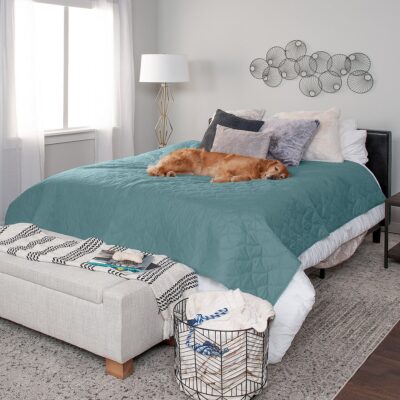 FurHaven Waterproof Cat & Dog Blanket Protector, Quilted Nile Blue - 68" x 82" - Full