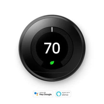 Google  Nest Learning Smart Thermostat (3rd Generation) with WiFi Compatibility - Mirror Black