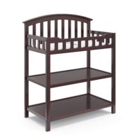 Graco Changing Table with Water-Resistant Change Pad and Safety Strap, Espresso, Multi Storage Nursery Changing Table for Infants or Babies