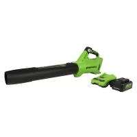 Greenworks BL24L410 24-volt 450-CFM 110-MPH Brushless Handheld Cordless Electric Leaf Blower 4 Ah (Battery & Charger Included)