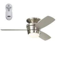 Harbor Breeze  Mazon 44-in Brushed Nickel LED Indoor Flush Mount Ceiling Fan with Light Remote (3-Blade)