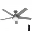 Hunter Aerodyne 52-in Matte Silver LED Indoor Smart Ceiling Fan with Light Remote (5-Blade)
