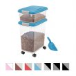 IRIS Airtight Food Storage Container and Scoop Combo for pet, dog, cat and bird food, Blue Moon/Gray