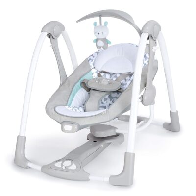 Ingenuity ConvertMe 2-in-1 Compact Portable Baby Swing & Infant Seat, Battery-Powered Vibrations, Automatic Sway, Nature Sounds - Raylan
