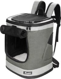 Jespet Cat & Dog Carrier Backpack, Soft Carrier Backpack Ideal for Traveling, Hiking, Walking and Outdoor Activities with Family, 17-in (Smoke Grey)