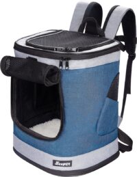 Jespet Cat & Dog Carrier Backpack, Soft Carrier Backpack Ideal for Traveling, Hiking, Walking and Outdoor Activities with Family, 17-in (Dark Blue)