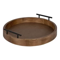 Kate and Laurel  15.5-in x 15.5-in Rustic Brown Decorative Trays