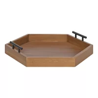 Kate and Laurel 18-in x 18-in Rustic Brown Hexagon Decorative Tray