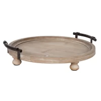 Kate and Laurel Bruillet Round Wooden Natural Decorative Tray, 15-in Diameter