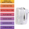 Kenmore 5-Speed Hand Mixer Beater Blender, 250 Watts, with Beaters, Dough Hooks, Liquid Blending Rod, Automatic Cord Retract, Burst Control, and Clip-On Accessory Storage