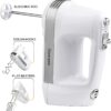 Kenmore 5-Speed Hand Mixer Beater Blender, 250 Watts, with Beaters, Dough Hooks, Liquid Blending Rod, Automatic Cord Retract, Burst Control, and Clip-On Accessory Storage