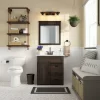 Kichler Barrington 22-in 3-Light Distressed Black and Wood Tone Rustic Vanity Light