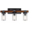 Kichler Barrington 22-in 3-Light Distressed Black and Wood Tone Rustic Vanity Light